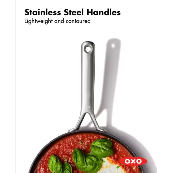 OXO Professional 5 Piece Cookware Pots and Pans Set, Hard Anodized Ceramic Nonstick PFAS-Free, Stainless Steel Handles, Induction Suitable, Diamond Reinforced Coating, Dishwasher and Oven Safe, Black