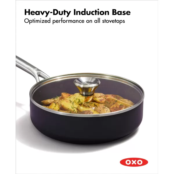 OXO Professional 5QT Stock Pot with Lid, Hard Anodized Ceramic Nonstick Cookware PFAS-Free, Stainless Steel Handles, Induction Suitable, Diamond Reinforced Coating, Dishwasher and Oven Safe, Black