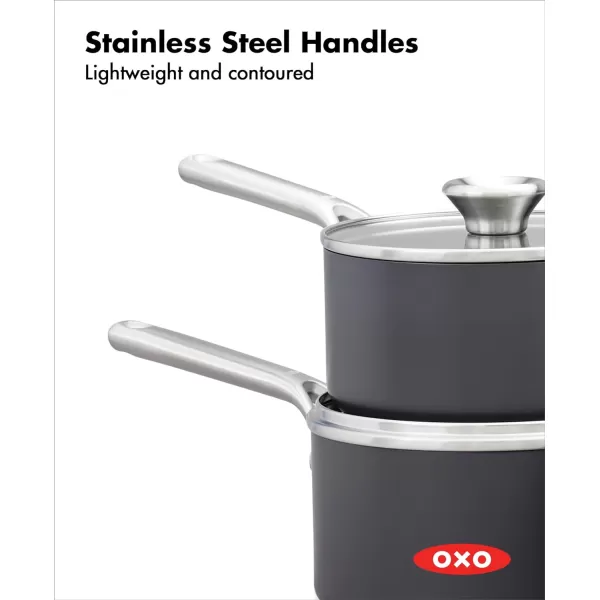 OXO Professional 5QT Stock Pot with Lid, Hard Anodized Ceramic Nonstick Cookware PFAS-Free, Stainless Steel Handles, Induction Suitable, Diamond Reinforced Coating, Dishwasher and Oven Safe, Black