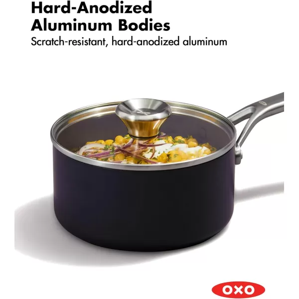 OXO Professional 5QT Stock Pot with Lid, Hard Anodized Ceramic Nonstick Cookware PFAS-Free, Stainless Steel Handles, Induction Suitable, Diamond Reinforced Coating, Dishwasher and Oven Safe, Black