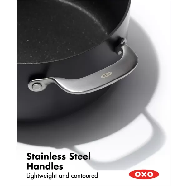 OXO Professional 5QT Stock Pot with Lid, Hard Anodized Ceramic Nonstick Cookware PFAS-Free, Stainless Steel Handles, Induction Suitable, Diamond Reinforced Coating, Dishwasher and Oven Safe, Black