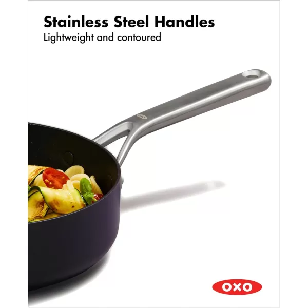 OXO Professional 5QT Stock Pot with Lid, Hard Anodized Ceramic Nonstick Cookware PFAS-Free, Stainless Steel Handles, Induction Suitable, Diamond Reinforced Coating, Dishwasher and Oven Safe, Black
