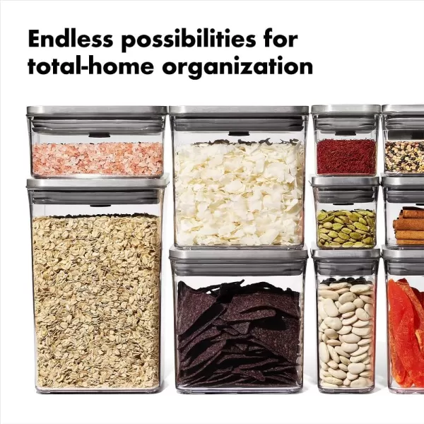 OXO Steel POP Container Big Medium Square - 4.4 Qt for Flour, Sugar and More,Grey