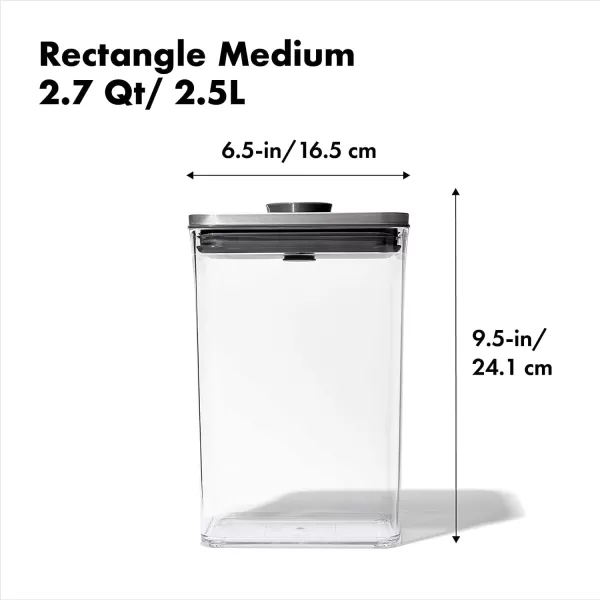 OXO Steel POP Container Big Medium Square - 4.4 Qt for Flour, Sugar and More,Grey