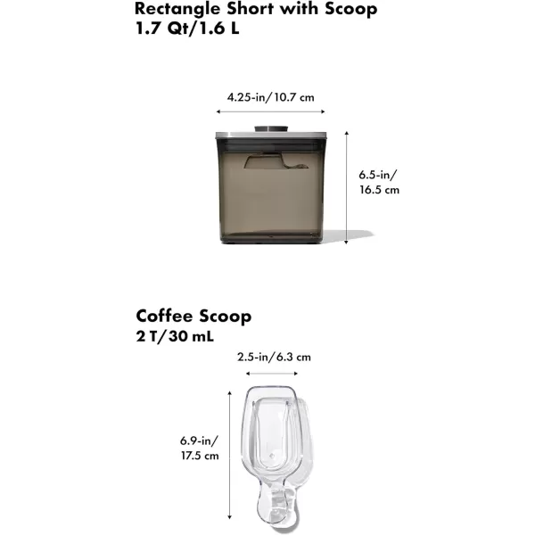 OXO Steel POP Container Big Medium Square - 4.4 Qt for Flour, Sugar and More,Grey