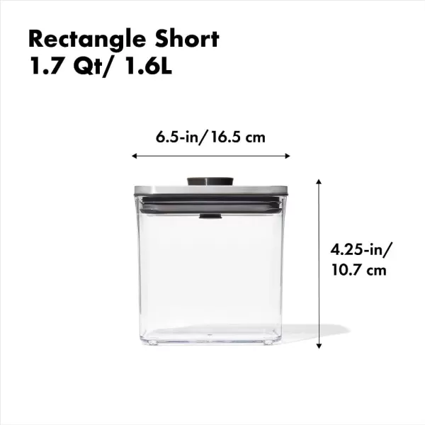 OXO Steel POP Container Big Medium Square - 4.4 Qt for Flour, Sugar and More,Grey
