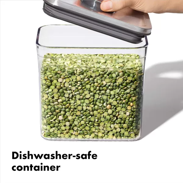 OXO Steel POP Container Big Medium Square - 4.4 Qt for Flour, Sugar and More,Grey