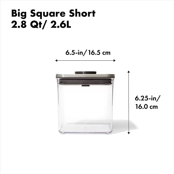 OXO Steel POP Container Big Medium Square - 4.4 Qt for Flour, Sugar and More,Grey