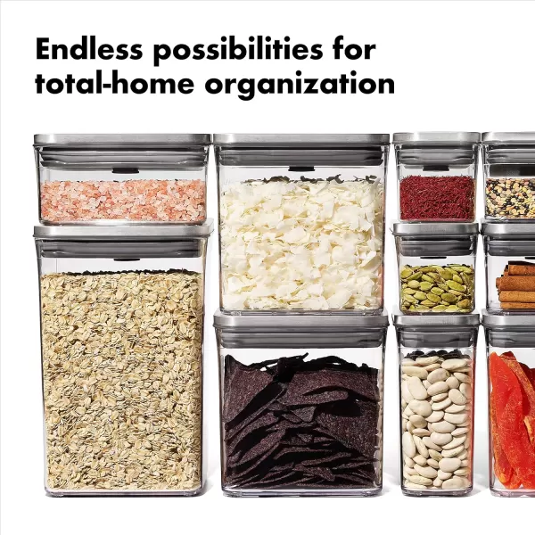 OXO Steel POP Container Big Medium Square - 4.4 Qt for Flour, Sugar and More,Grey
