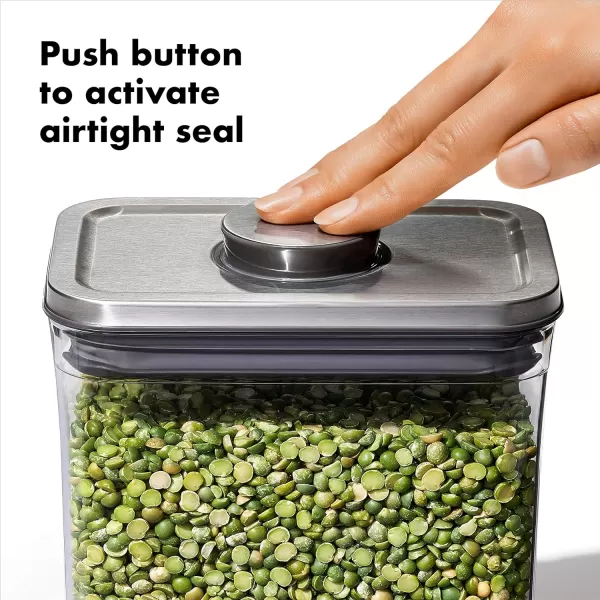 OXO Steel POP Container Big Medium Square - 4.4 Qt for Flour, Sugar and More,Grey