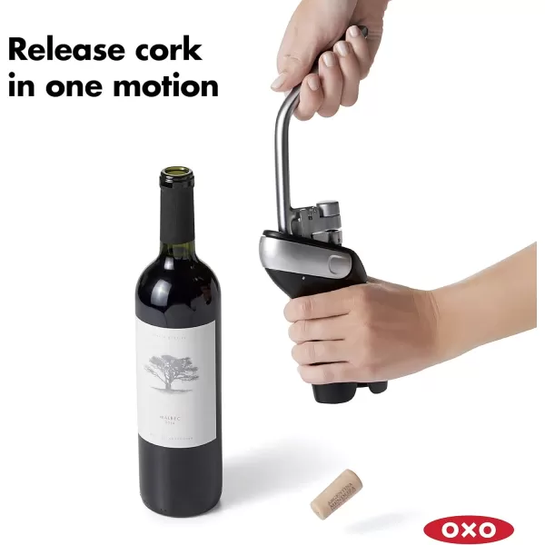 OXO Steel Vertical Lever Corkscrew with Removable Foil Cutter