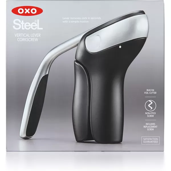 OXO Steel Vertical Lever Corkscrew with Removable Foil Cutter