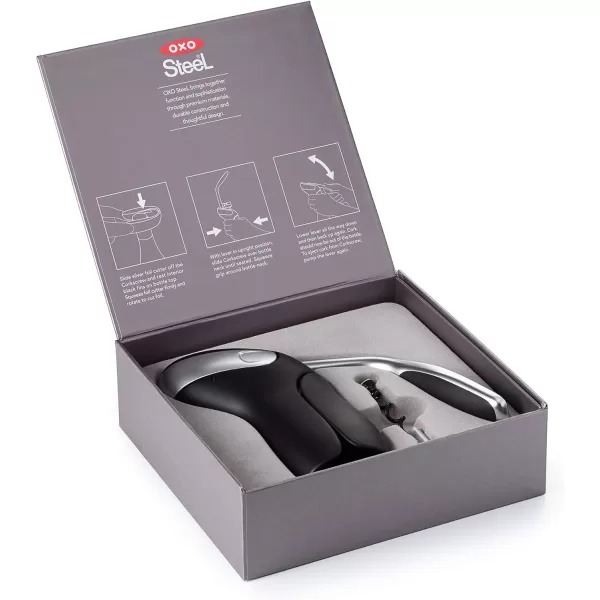 OXO Steel Vertical Lever Corkscrew with Removable Foil Cutter