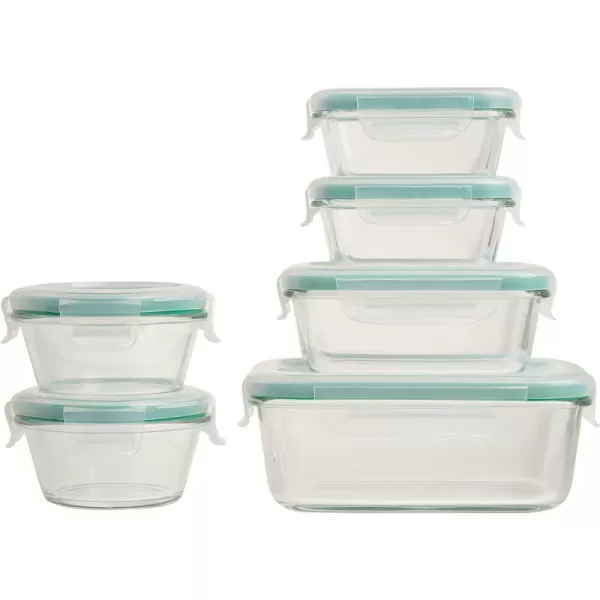 OXO Good Grips 8 Piece Smart Seal Airtight Glass Round Container Set,Blue