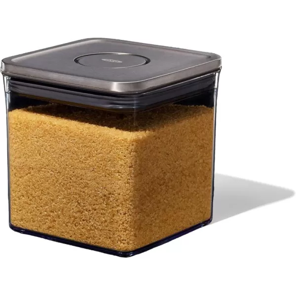 OXO Steel POP Container Big Medium Square - 4.4 Qt for Flour, Sugar and More,Grey