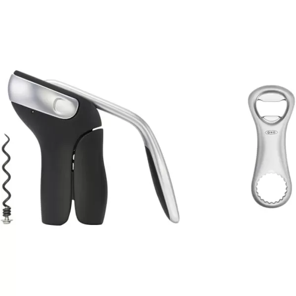 OXO Steel Vertical Lever Corkscrew with Removable Foil Cutter