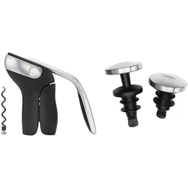 OXO Steel Vertical Lever Corkscrew with Removable Foil Cutter