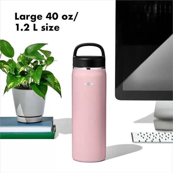OXO 40 oz Insulated Handled Lid Water Bottle, Rose Quartz