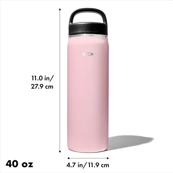 OXO 40 oz Insulated Handled Lid Water Bottle, Rose Quartz