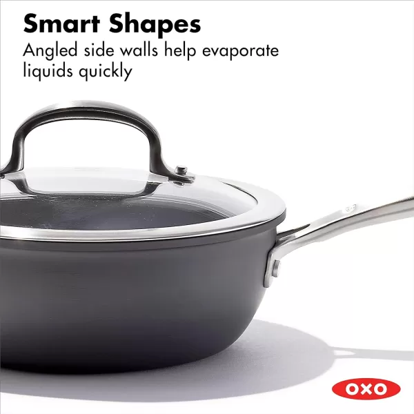 OXO Good Grips 10 Piece Cookware Pots and Pans Set, 3-Layered German Engineered Nonstick Coating, Stainless Steel Handle with Nonslip Silicone, Gray,Black