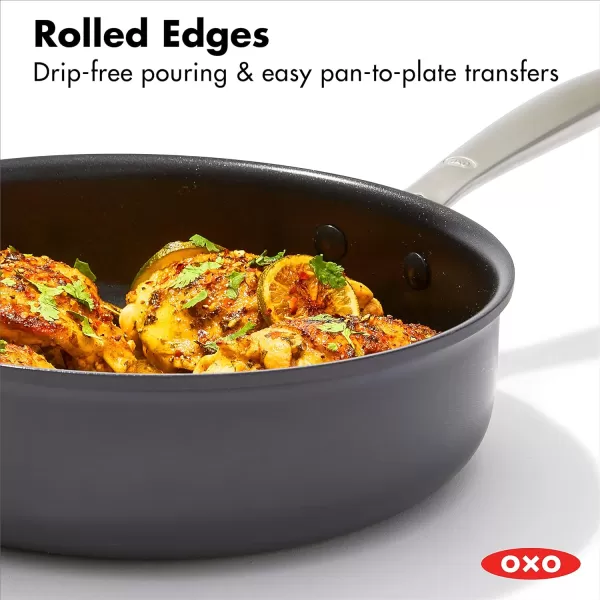 OXO Good Grips 10 Piece Cookware Pots and Pans Set, 3-Layered German Engineered Nonstick Coating, Stainless Steel Handle with Nonslip Silicone, Gray,Black