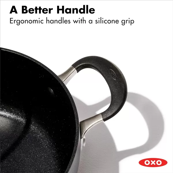 OXO Good Grips 11” Square Grill Pan, 3-Layered German Engineered Nonstick Coating, Stainless Steel Handle with Nonslip Silicone, Black