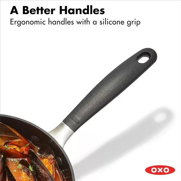 OXO Good Grips 11” Square Grill Pan, 3-Layered German Engineered Nonstick Coating, Stainless Steel Handle with Nonslip Silicone, Black