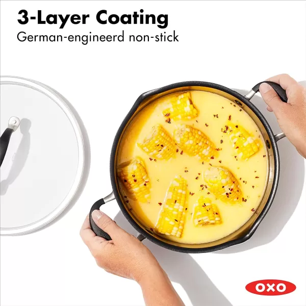 OXO Good Grips 11” Square Grill Pan, 3-Layered German Engineered Nonstick Coating, Stainless Steel Handle with Nonslip Silicone, Black