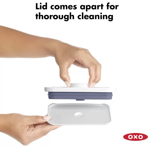 OXO Good Grips 3-PC Small Square Short POP Container Set, White,Grey