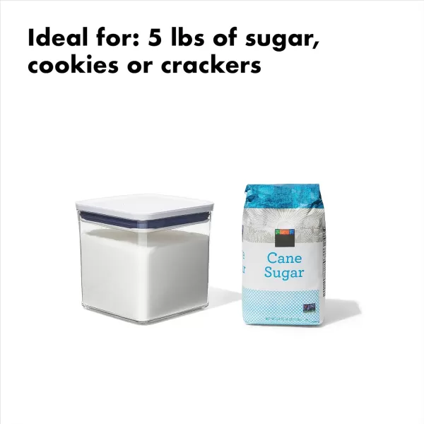 OXO Good Grips 3-PC Small Square Short POP Container Set, White,Grey