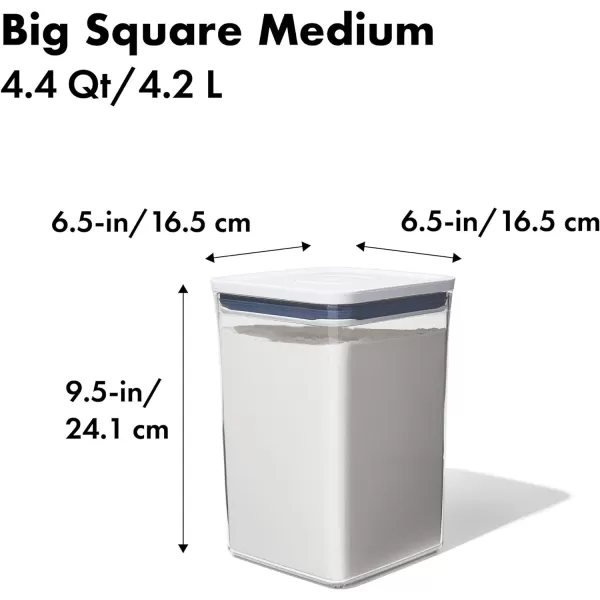 OXO Good Grips 3-PC Small Square Short POP Container Set, White,Grey