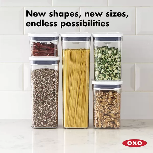 OXO Good Grips 3-PC Small Square Short POP Container Set, White,Grey