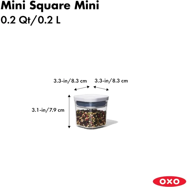 OXO Good Grips 3-PC Small Square Short POP Container Set, White,Grey