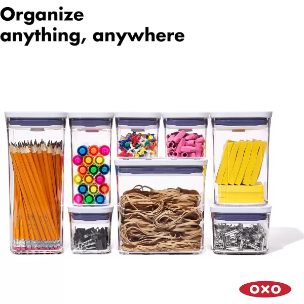 OXO Good Grips 3-PC Small Square Short POP Container Set, White,Grey