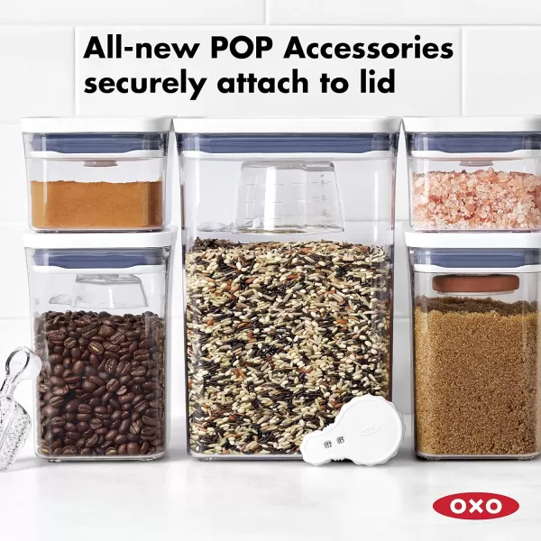 OXO Good Grips 3-PC Small Square Short POP Container Set, White,Grey
