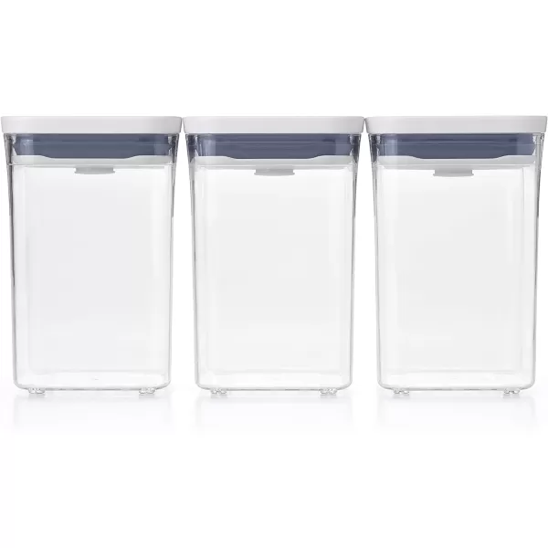 OXO Good Grips 3-PC Small Square Short POP Container Set, White,Grey