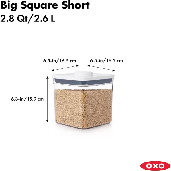 OXO Good Grips 3-PC Small Square Short POP Container Set, White,Grey