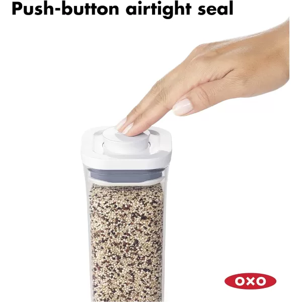 OXO Good Grips 3-PC Small Square Short POP Container Set, White,Grey
