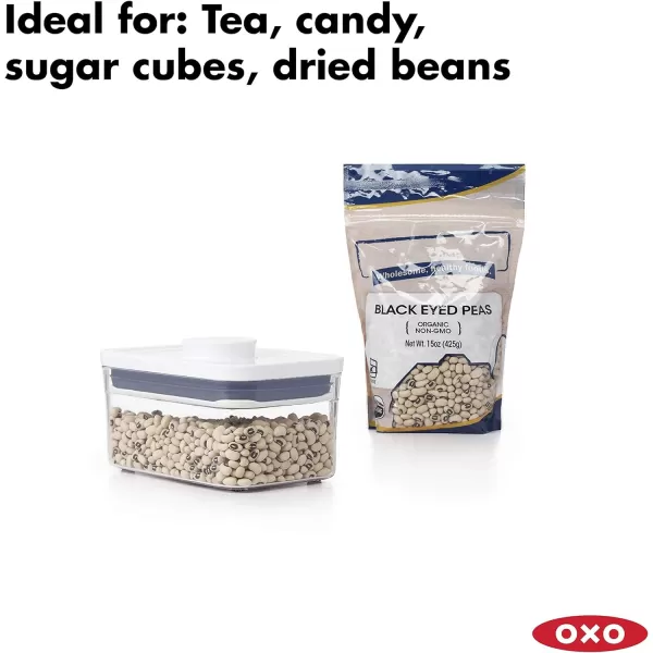 OXO Good Grips 3-PC Small Square Short POP Container Set, White,Grey