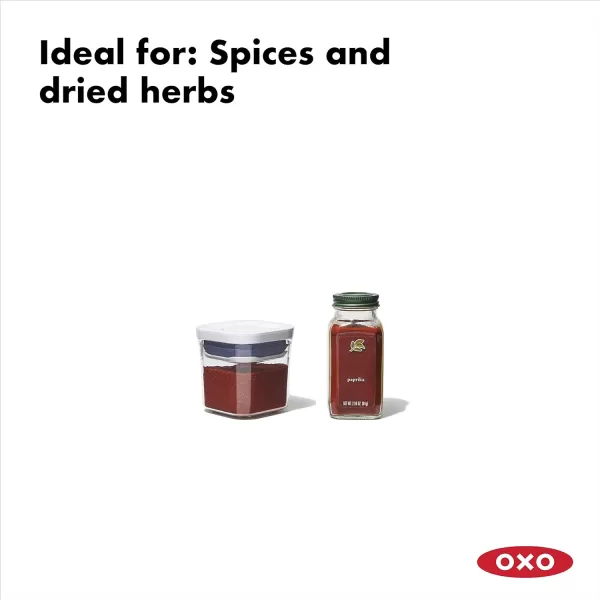 OXO Good Grips 3-PC Small Square Short POP Container Set, White,Grey