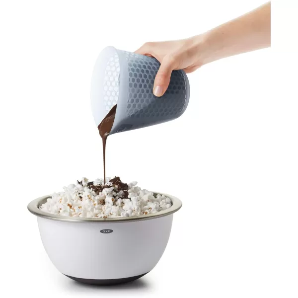 OXO Good Grips 3 Piece Squeeze &amp; Pour Silicone Measuring Cup Set, Blue
