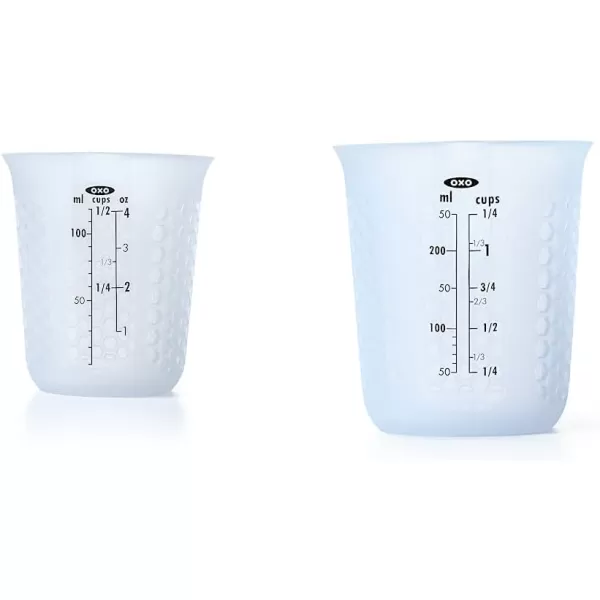 OXO Good Grips 3 Piece Squeeze &amp; Pour Silicone Measuring Cup Set, Blue