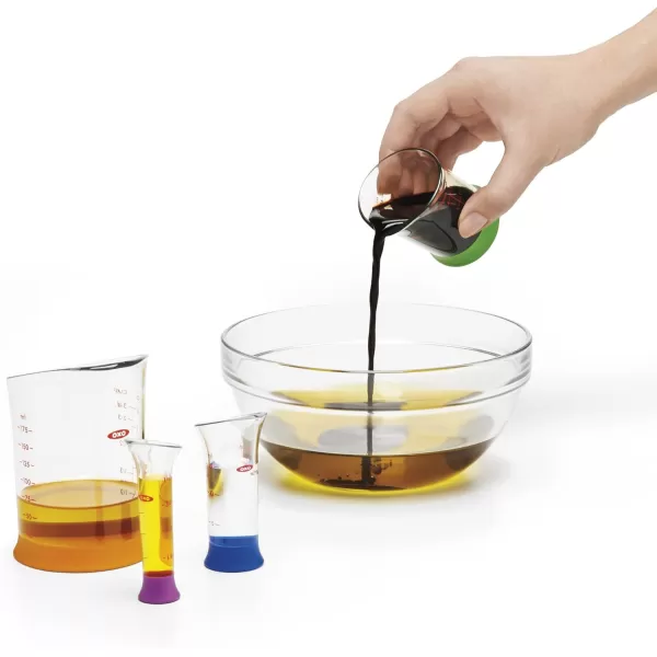 OXO Good Grips 3 Piece Squeeze &amp; Pour Silicone Measuring Cup Set, Blue