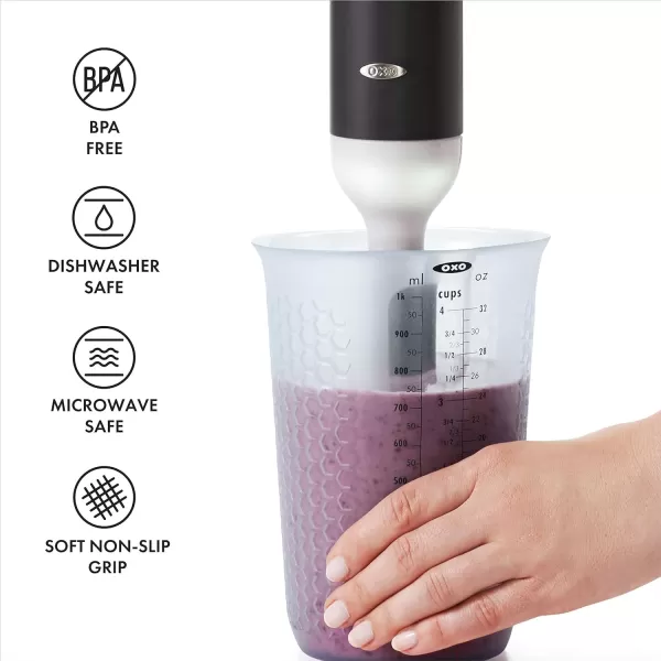 OXO Good Grips 3 Piece Squeeze &amp; Pour Silicone Measuring Cup Set, Blue
