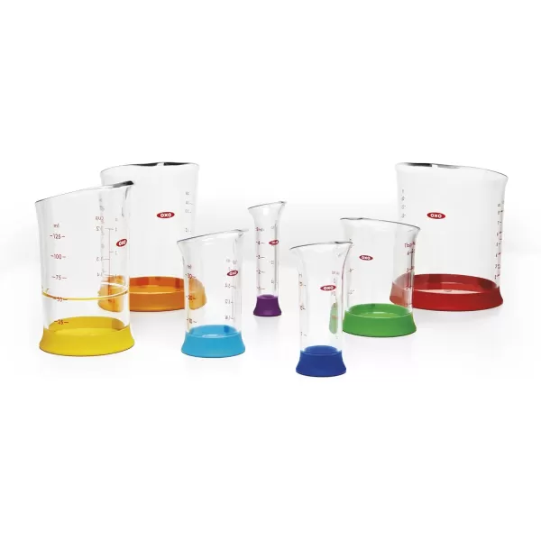OXO Good Grips 3 Piece Squeeze &amp; Pour Silicone Measuring Cup Set, Blue