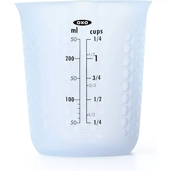 OXO Good Grips 3 Piece Squeeze &amp; Pour Silicone Measuring Cup Set, Blue