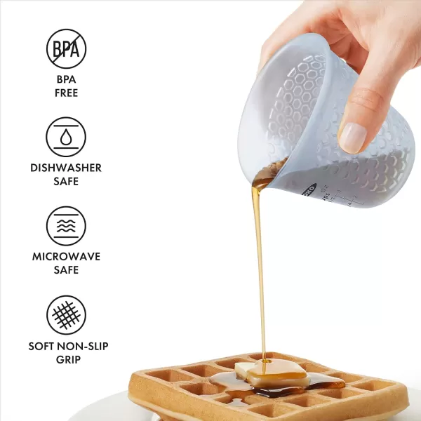 OXO Good Grips 3 Piece Squeeze &amp; Pour Silicone Measuring Cup Set, Blue