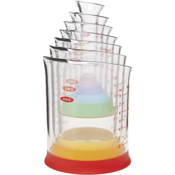 OXO Good Grips 3 Piece Squeeze &amp; Pour Silicone Measuring Cup Set, Blue