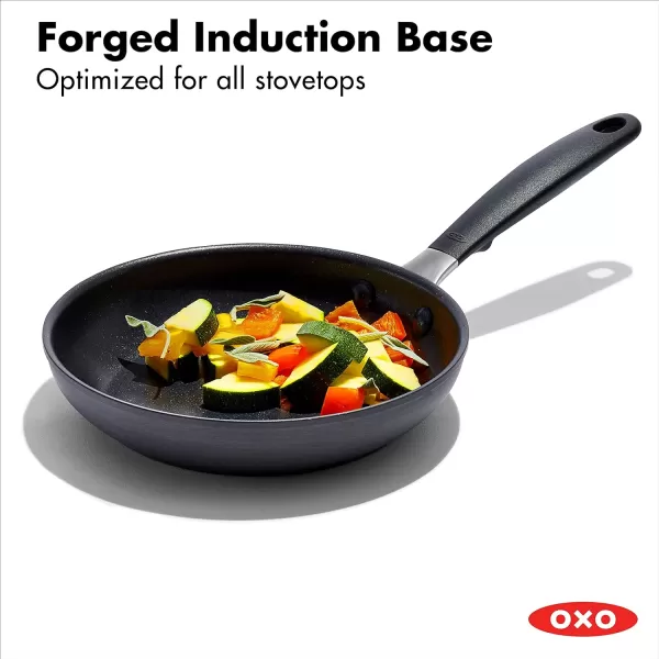 OXO Good Grips 8" Frying Pan Skillet, 3-Layered German Engineered Nonstick Coating, Stainless Steel Handle with Nonslip Silicone, Black
