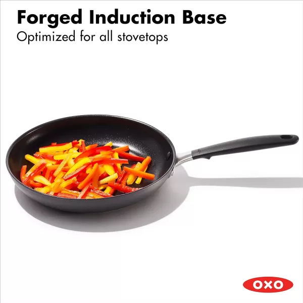 OXO Good Grips 8" Frying Pan Skillet, 3-Layered German Engineered Nonstick Coating, Stainless Steel Handle with Nonslip Silicone, Black
